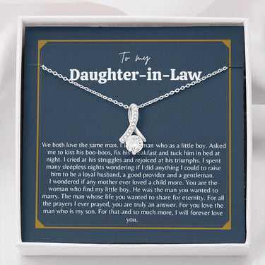 Atiara Gifts Gift for Daughter in Law, Welcoming Daughter in Law Into, Gift for Bride from Mother in Law Necklace, Daughter in Law Jewelry, White Gold Necklace for Daughter-in-Law